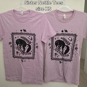 SISTER NETTLE Heathered Pink Fox Tees XS